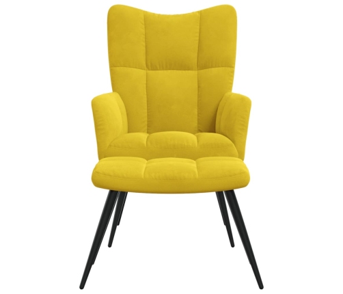 Sillón de relax con taburete terciopelo amarillo mostaza