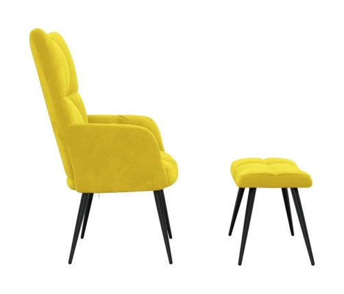 Sillón de relax con taburete terciopelo amarillo mostaza