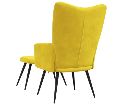 Sillón de relax con taburete terciopelo amarillo mostaza