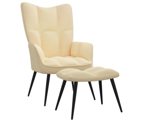 Sillón de relax con taburete terciopelo blanco crema