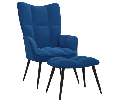 Sillón de relax con taburete terciopelo azul