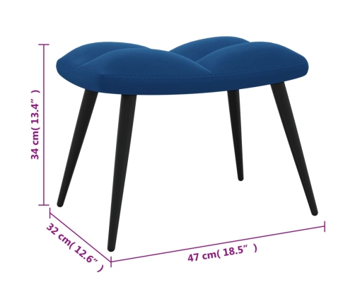 Sillón de relax con taburete terciopelo azul