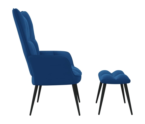 Sillón de relax con taburete terciopelo azul