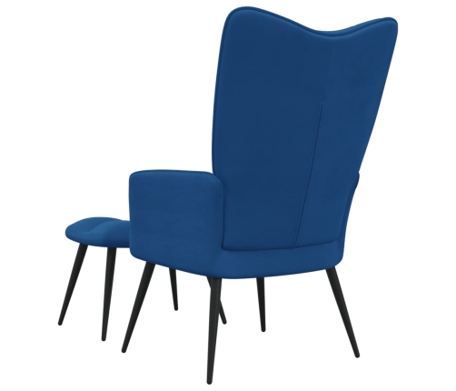 Sillón de relax con taburete terciopelo azul