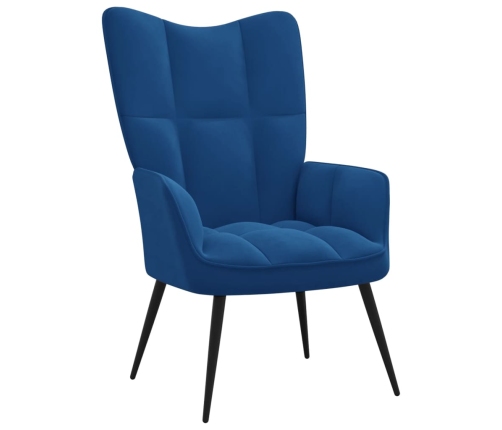 Sillón de relax con taburete terciopelo azul