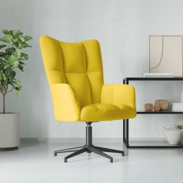 Sillón de relax de terciopelo amarillo mostaza