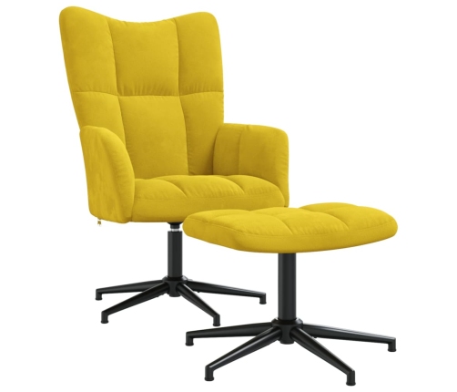 Sillón de relax con taburete terciopelo amarillo mostaza