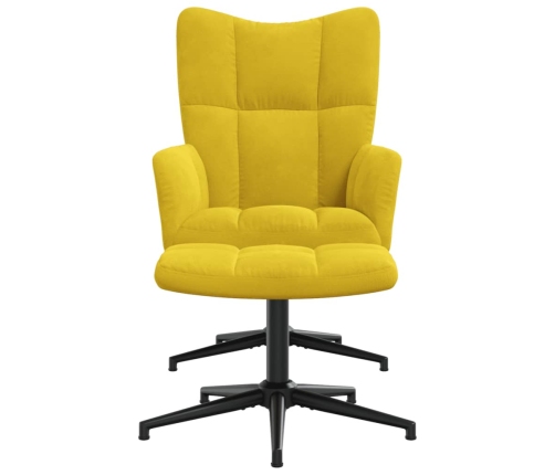 Sillón de relax con taburete terciopelo amarillo mostaza