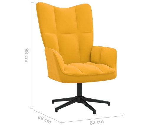 Sillón de relax con taburete terciopelo amarillo mostaza