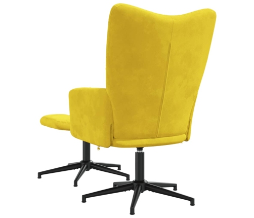 Sillón de relax con taburete terciopelo amarillo mostaza