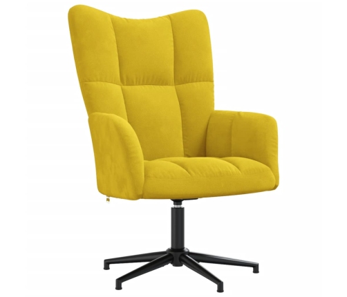 Sillón de relax con taburete terciopelo amarillo mostaza