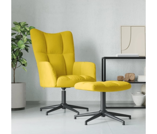 Sillón de relax con taburete terciopelo amarillo mostaza