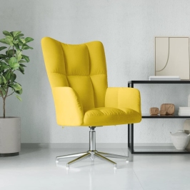 Sillón de relax de terciopelo amarillo mostaza