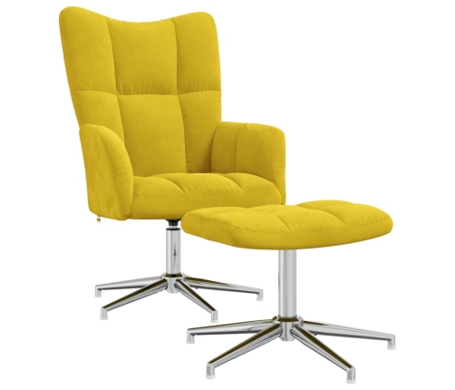 Sillón de relax con taburete terciopelo amarillo mostaza