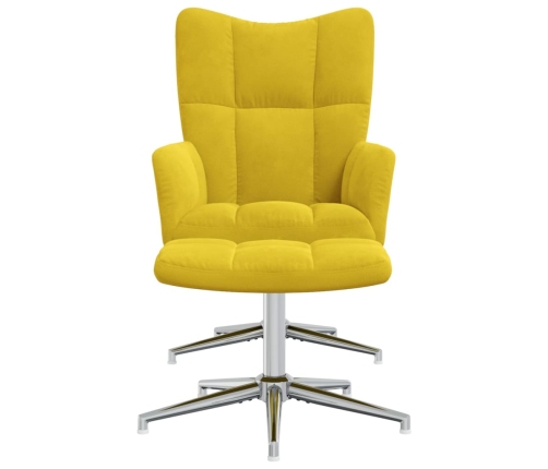 Sillón de relax con taburete terciopelo amarillo mostaza