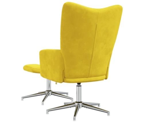 Sillón de relax con taburete terciopelo amarillo mostaza