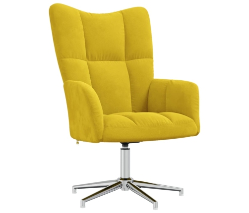 Sillón de relax con taburete terciopelo amarillo mostaza