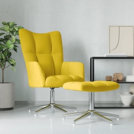 Sillón de relax con taburete terciopelo amarillo mostaza