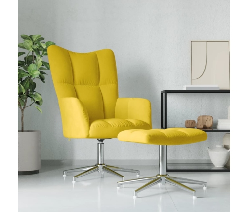 Sillón de relax con taburete terciopelo amarillo mostaza