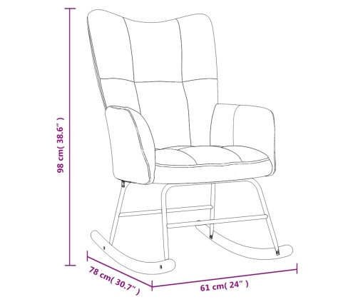 Silla mecedora de terciopelo gris claro