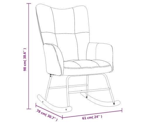 Silla mecedora de terciopelo verde claro