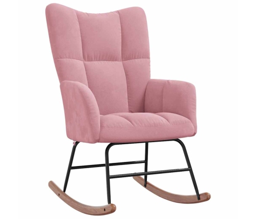 Silla mecedora de terciopelo rosa