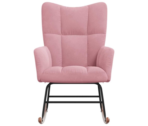 Silla mecedora de terciopelo rosa