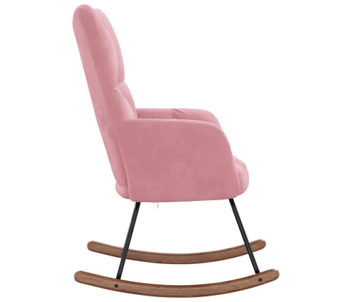 Silla mecedora de terciopelo rosa