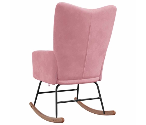 Silla mecedora de terciopelo rosa