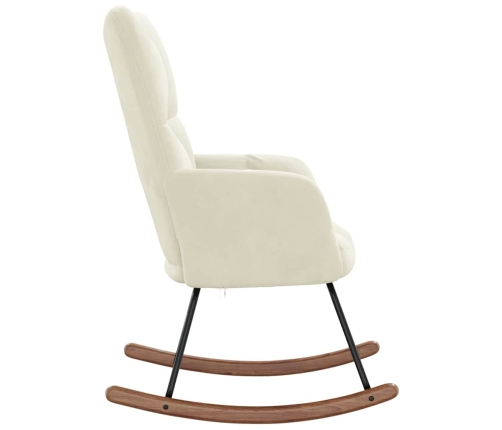 Silla mecedora de terciopelo blanco crema