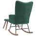 Silla mecedora con reposapiés terciopelo verde oscuro