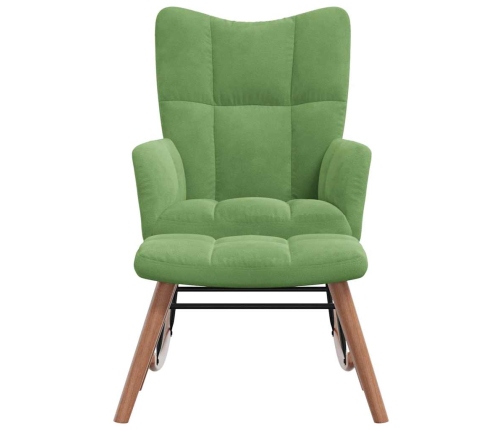 Silla mecedora con reposapiés terciopelo verde claro