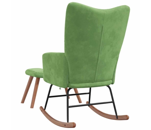 Silla mecedora con reposapiés terciopelo verde claro