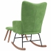 Silla mecedora con reposapiés terciopelo verde claro