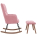 Silla mecedora con reposapiés terciopelo rosa