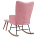 Silla mecedora con reposapiés terciopelo rosa