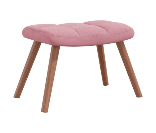 Silla mecedora con reposapiés terciopelo rosa