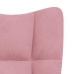 Silla mecedora con reposapiés terciopelo rosa