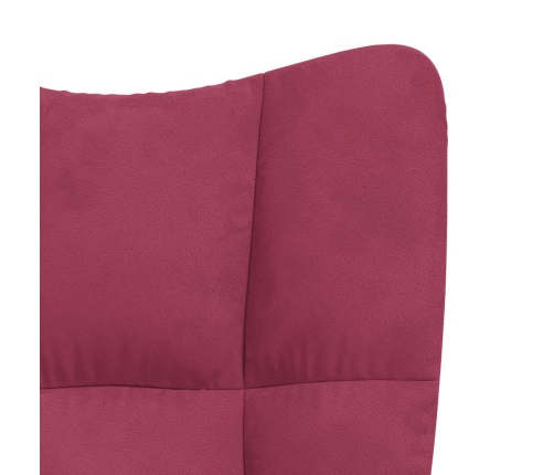 Silla mecedora con reposapiés terciopelo rojo tinto