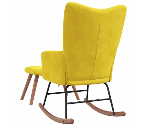 Silla mecedora con reposapiés tela amarillo mostaza