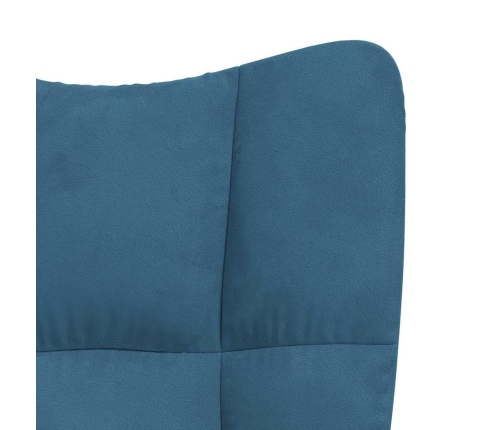 Silla mecedora con reposapiés terciopelo azul