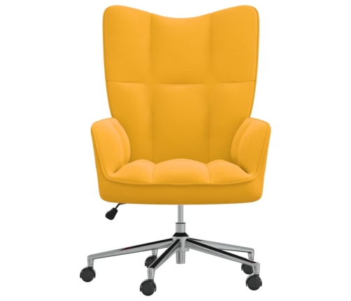 Sillón de relax de terciopelo amarillo mostaza