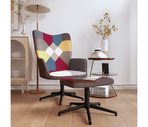 Silla de relax con taburete tela patchwork