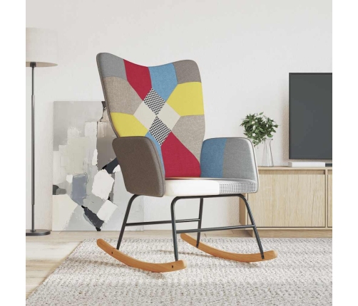 Silla mecedora de tela Patchwork