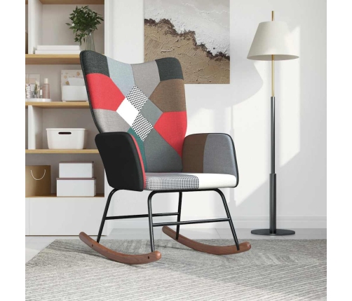 Silla mecedora de tela patchwork