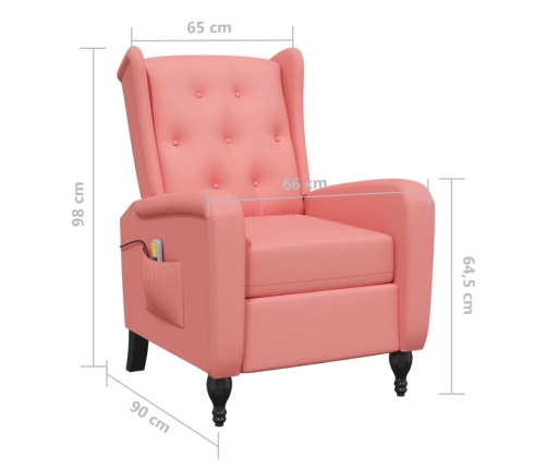 Sillón de masaje reclinable de terciopelo rosa