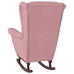 Silla mecedora con patas de madera de caucho terciopelo rosa