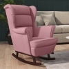 Silla mecedora con patas de madera de caucho terciopelo rosa