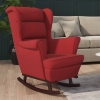 Silla mecedora con patas de madera de caucho terciopelo rojo