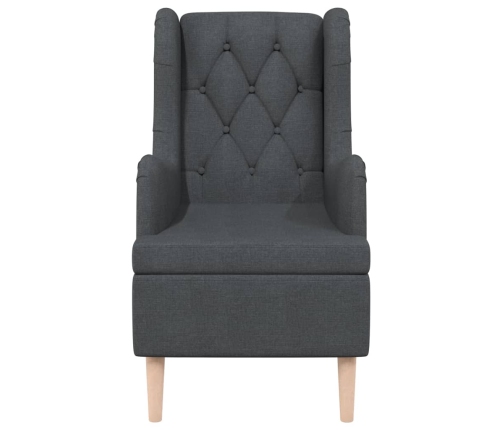 Sillón con patas de madera caucho maciza y tela gris oscuro